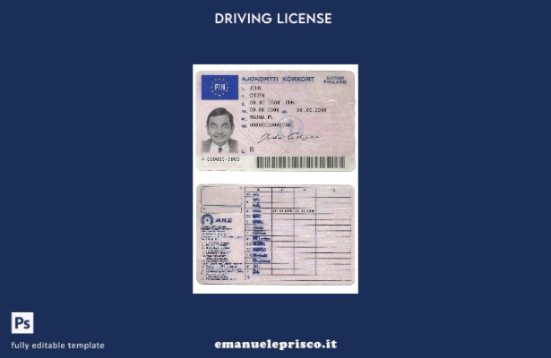 verified style modello di patente di guida finlandese in stile verificato template